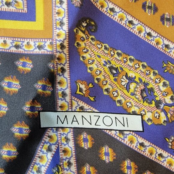 Vintage‎ Manzoni Scarf Multicolor Paisley Scarf Square - Picture 3 of 6